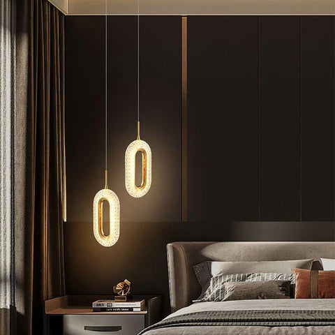 Kryształowa, nowoczesna wisząca złota lampa glamour Crystal Loop