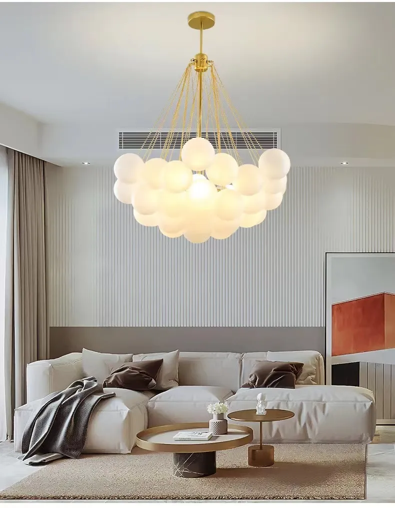 LAMPA wisząca 36 kul/kloszy GLAMOUR złota