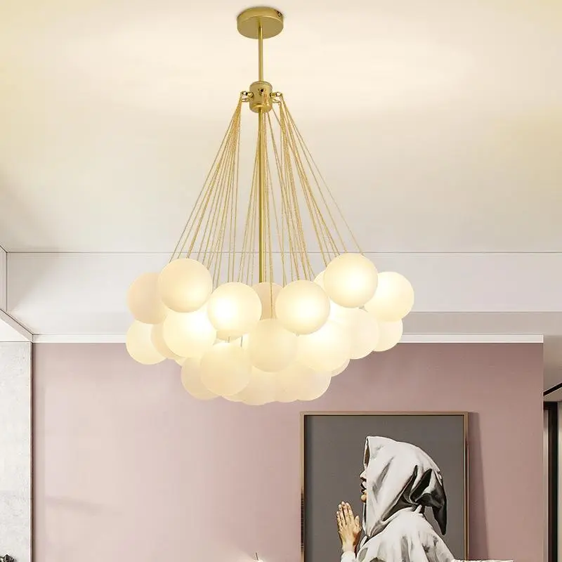 LAMPA wisząca 36 kul/kloszy GLAMOUR złota