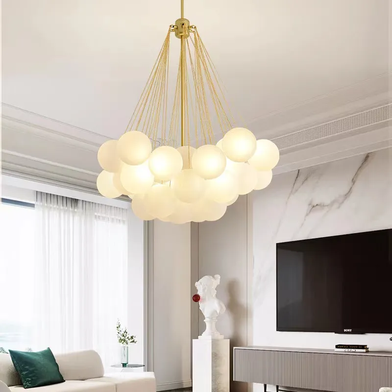 LAMPA wisząca 36 kul/kloszy GLAMOUR złota