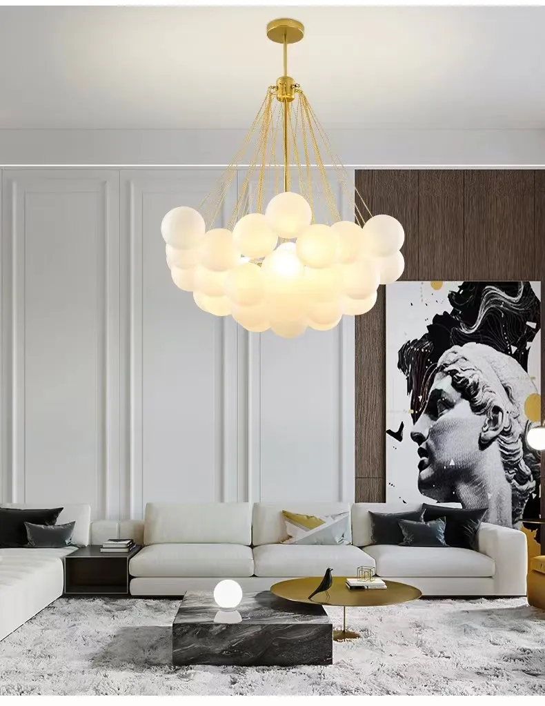 LAMPA wisząca 36 kul/kloszy GLAMOUR złota