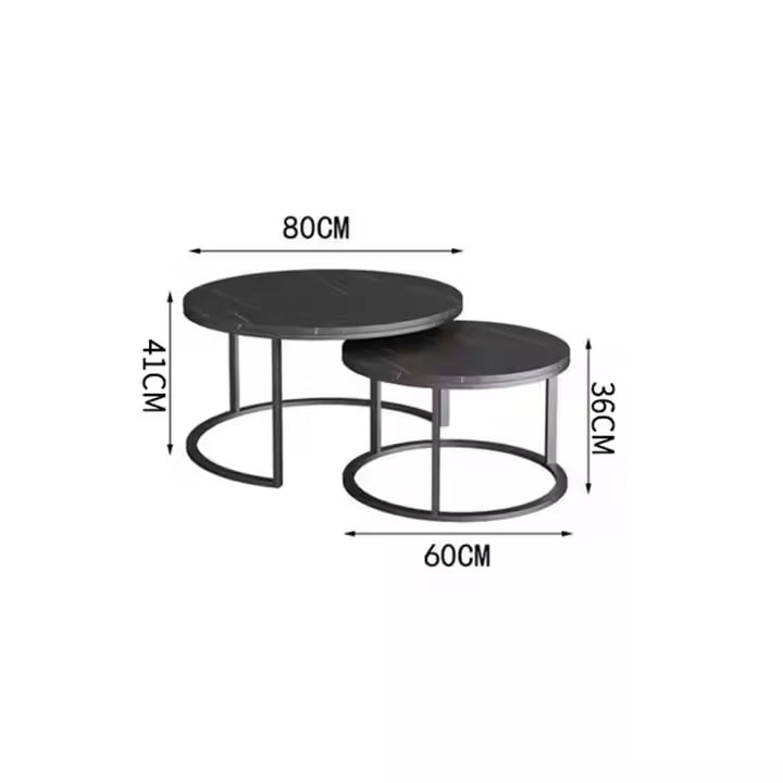 Zestaw 2 czarnych stolików kawowych | SOLIDNA PŁYTA MDF | 80cm/60cm