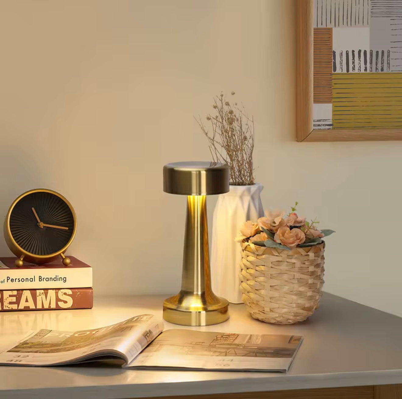 Lampa stołowa LED AURORA LUX 1W 120lm ZŁOTA IP20 | DOTYKOWA | USB-C
