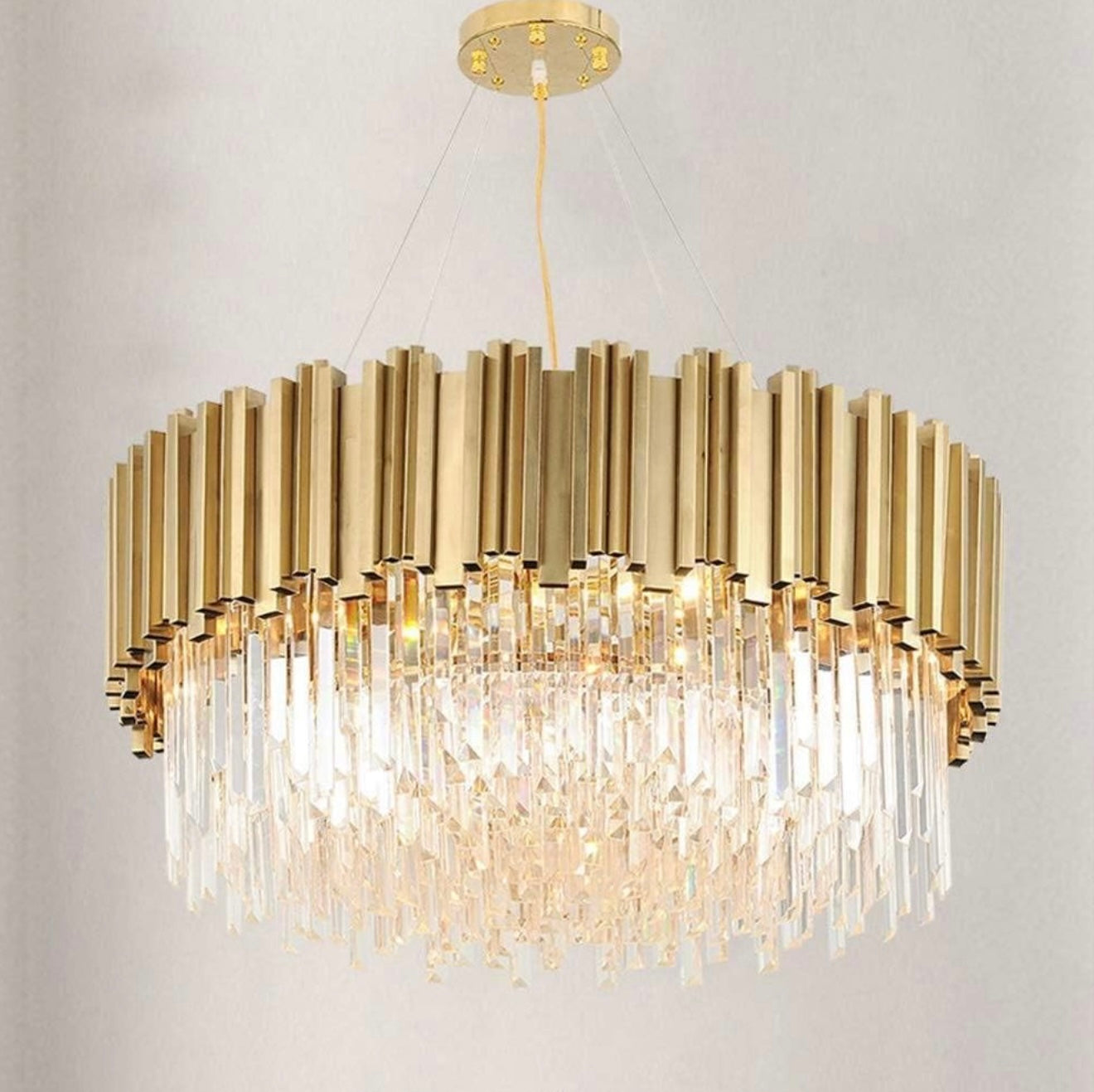 Żyrandol Royal Glow złoty nowoczesny kreatywny 80 cm E14