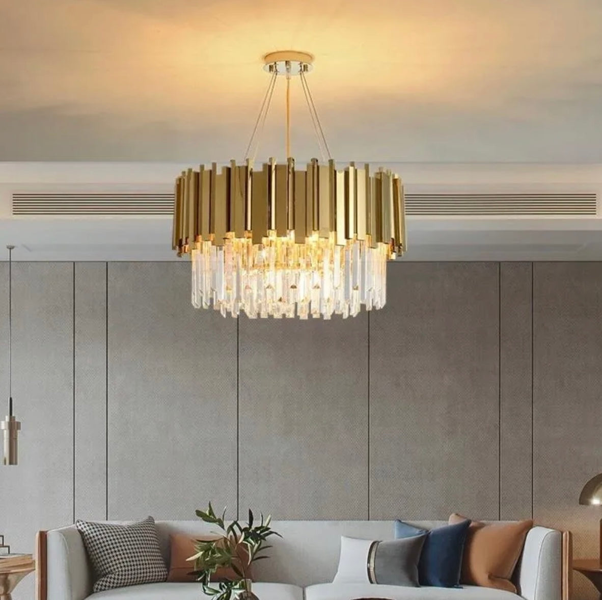 Żyrandol Royal Glow złoty nowoczesny kreatywny 80 cm E14