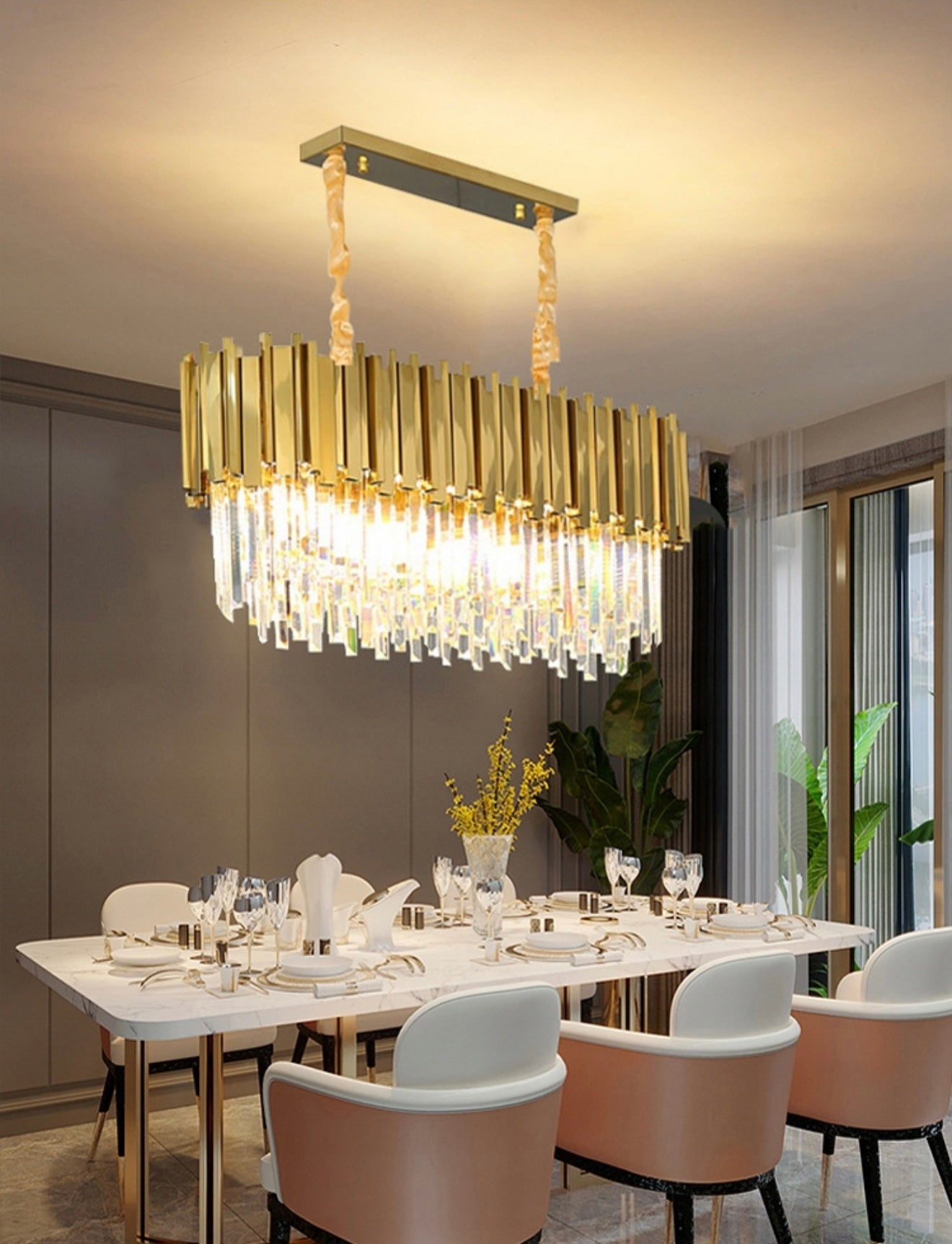 Lampa Wisząca Royal Elegance – Złoto i Kryształ 90 CM DŁUGOŚCI