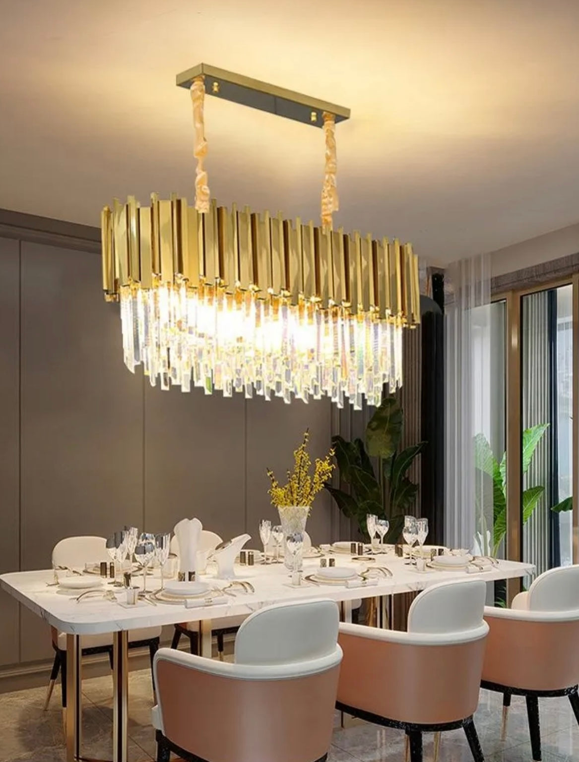Lampa Wisząca Royal Elegance – Złoto i Kryształ 90 CM DŁUGOŚCI