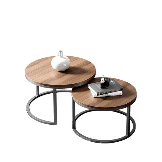 Zestaw 2 stolików kawowych loft  Drewno & metal | Nowoczesny design | 80/60