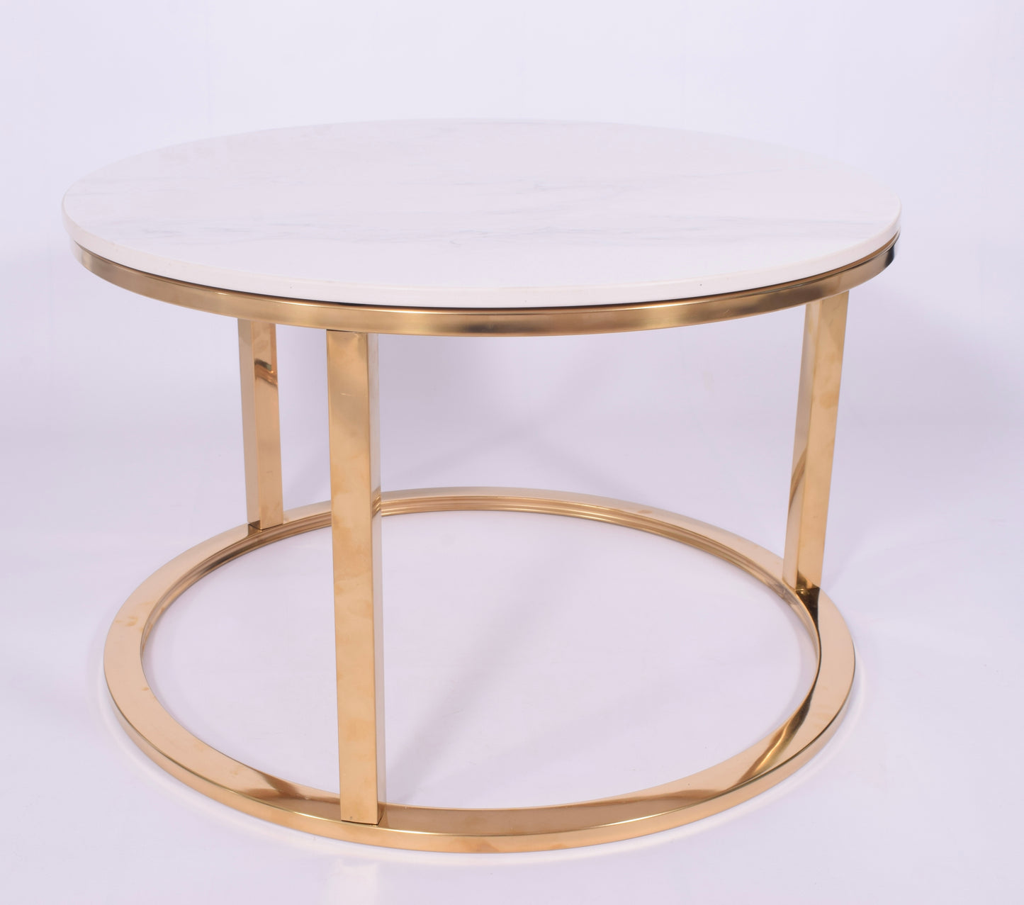 Zestaw 2 stolików kawowych glamour | Kamień marmur | Złote nogi | 80CM/60CM